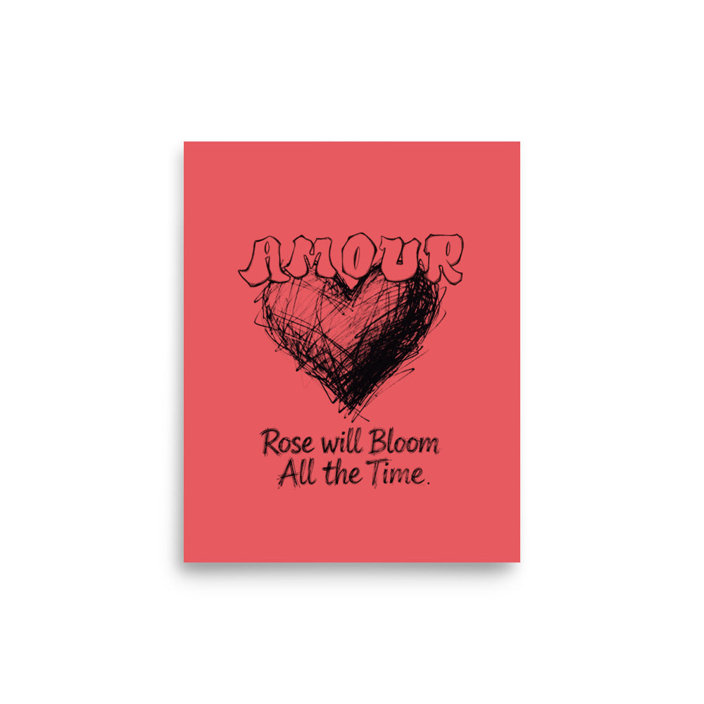 Amour minimalist poster by Aymar Quiris Studio, small 8x10 framed art for office or shelf