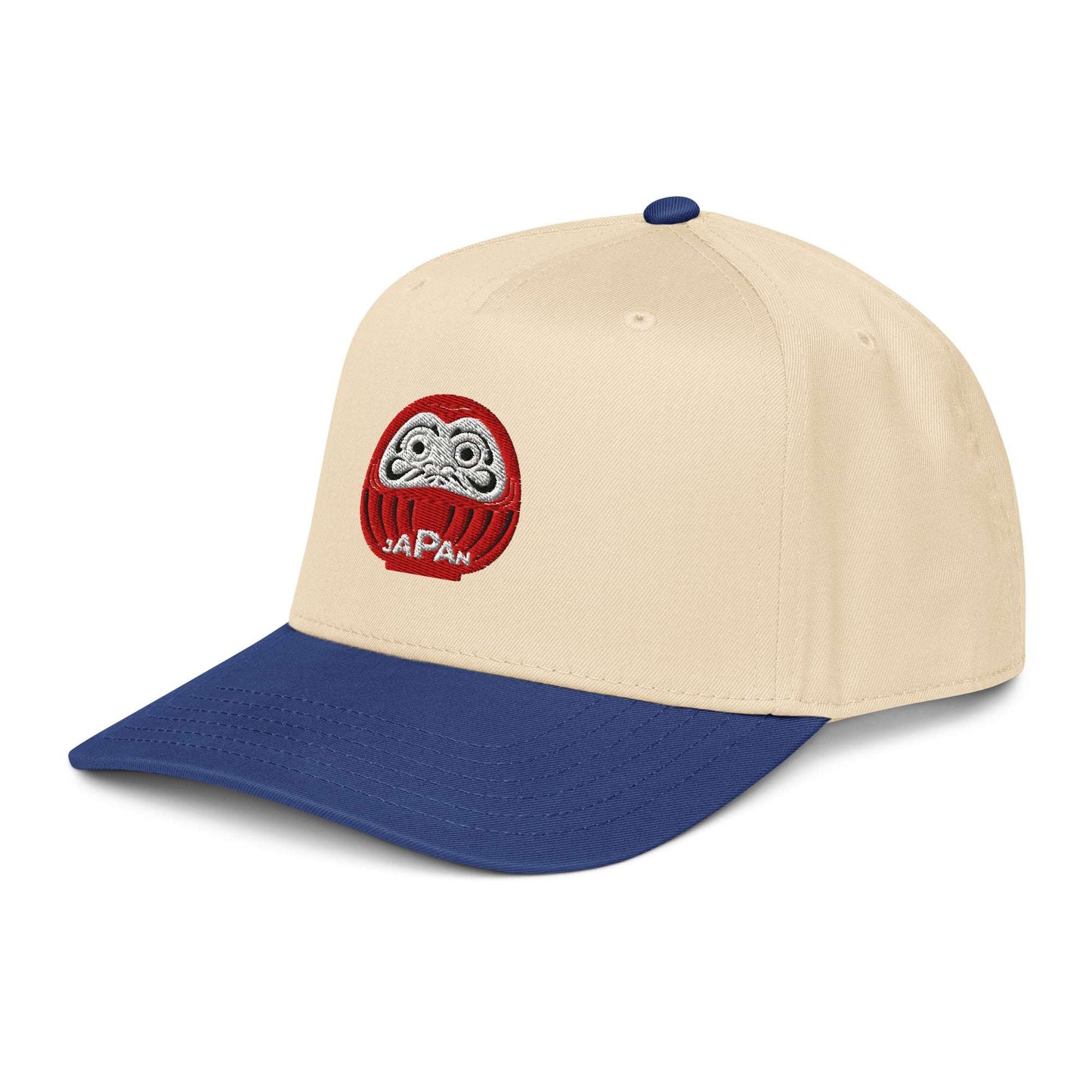 Aymar Quiris Studio blue and cream 5-panel hat, unisex Japanese themed streetwear cap, stylish two-tone flat brim hat.