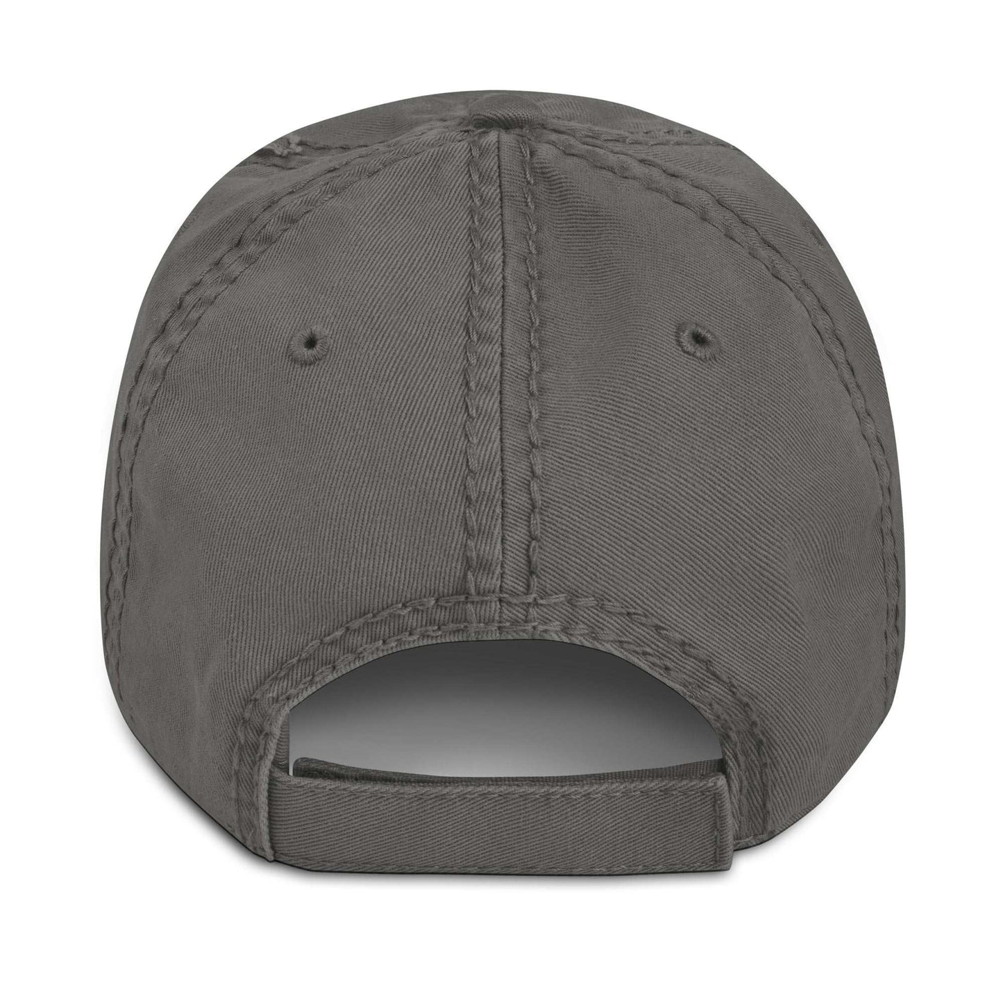 Back view of grey Frites dad hat by Aymar Quiris Studio, adjustable strapback closure for men and women.