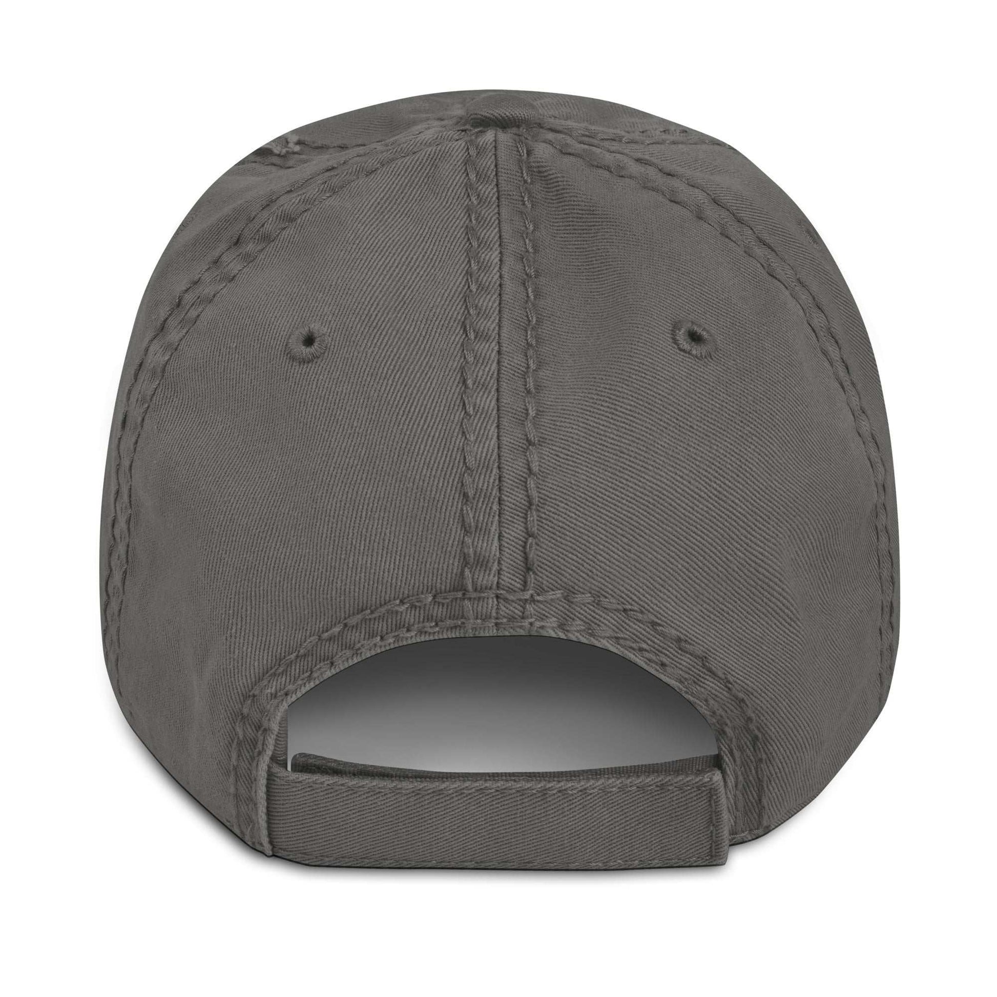 Back view of grey Frites dad hat by Aymar Quiris Studio, adjustable strapback closure for men and women.