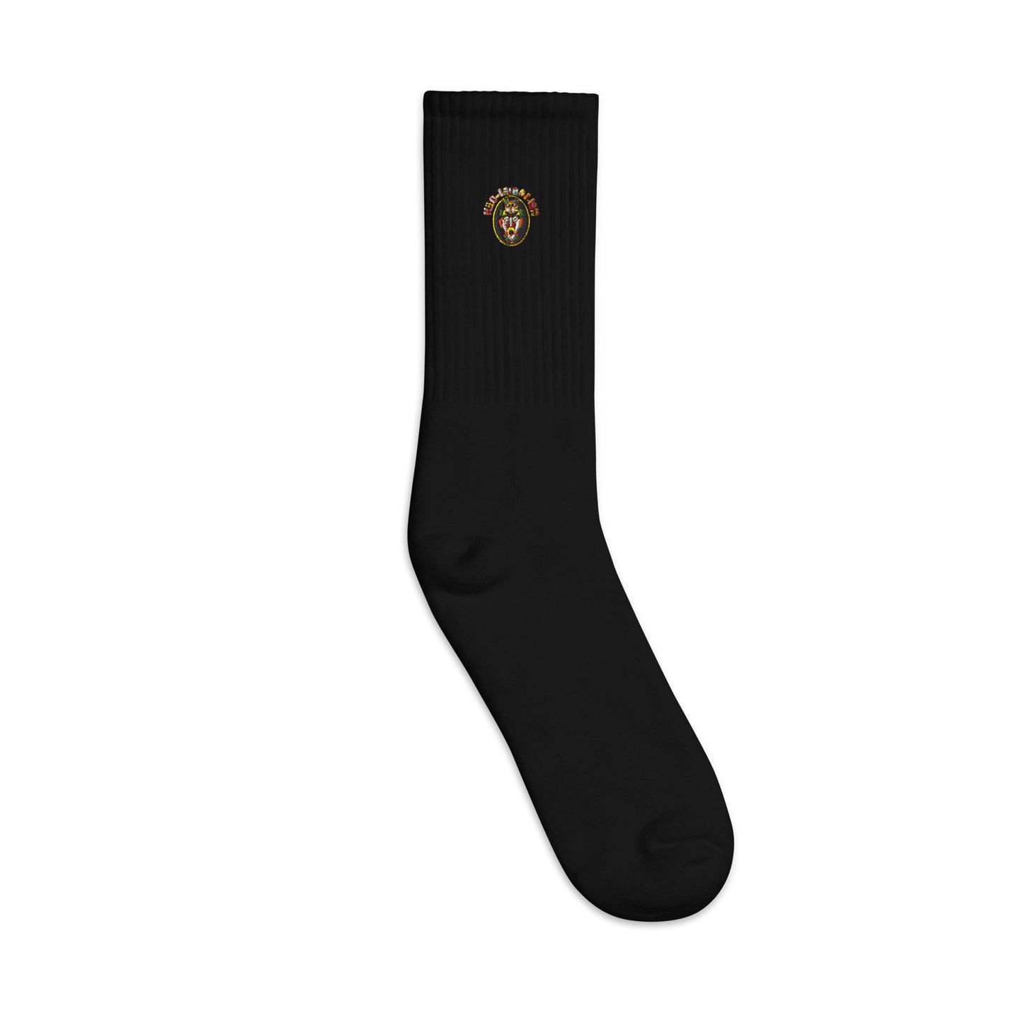 Aymar Quiris Studio black Africa-Neo Tribal socks, trendy unisex graphic socks with neo-tribal mask art, unique ethnic themed streetwear hosiery