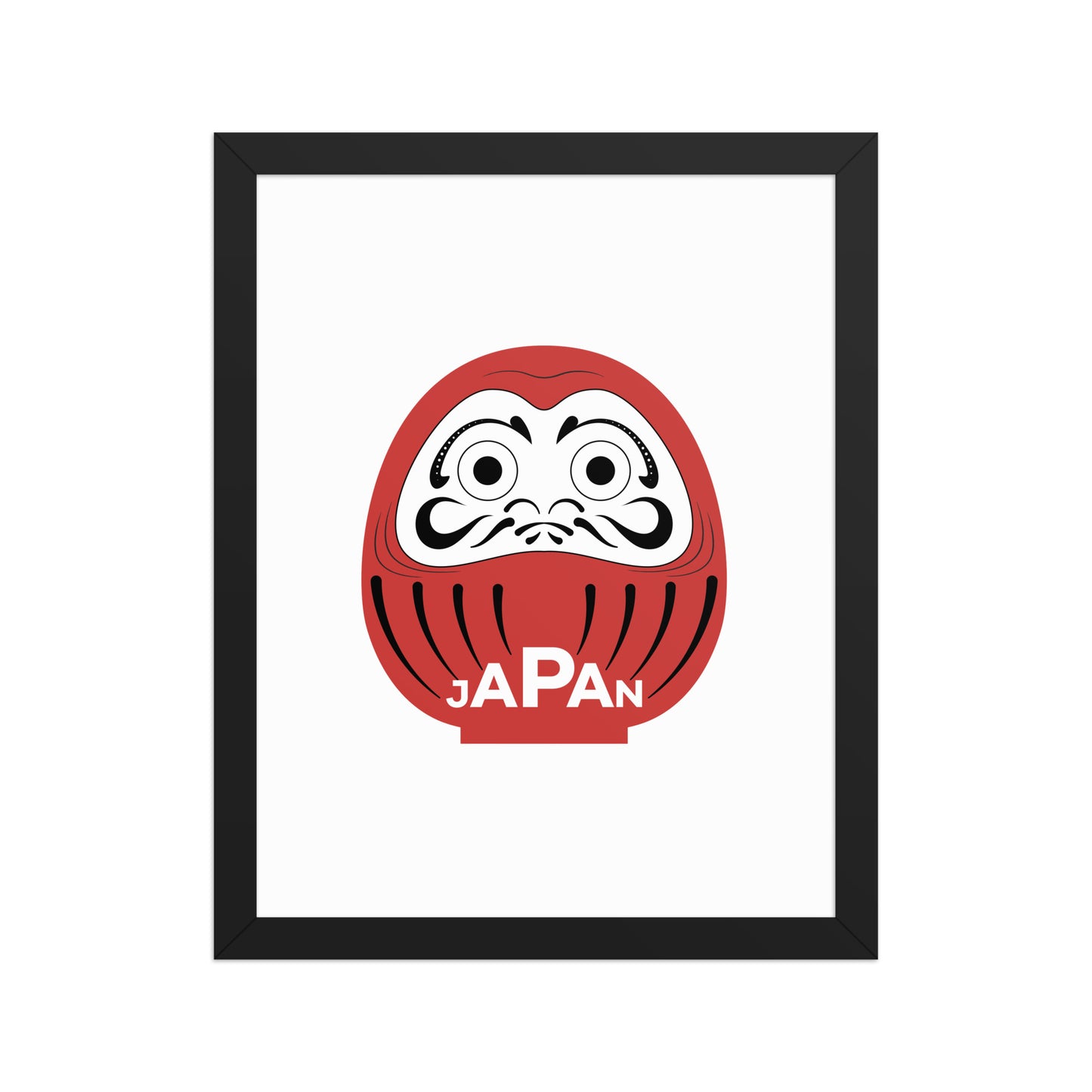 Japan-Daruma Lucky Charm framed wall decor, Aymar Quiris Studio red and white Japanese art poster for good luck, various sizes available.