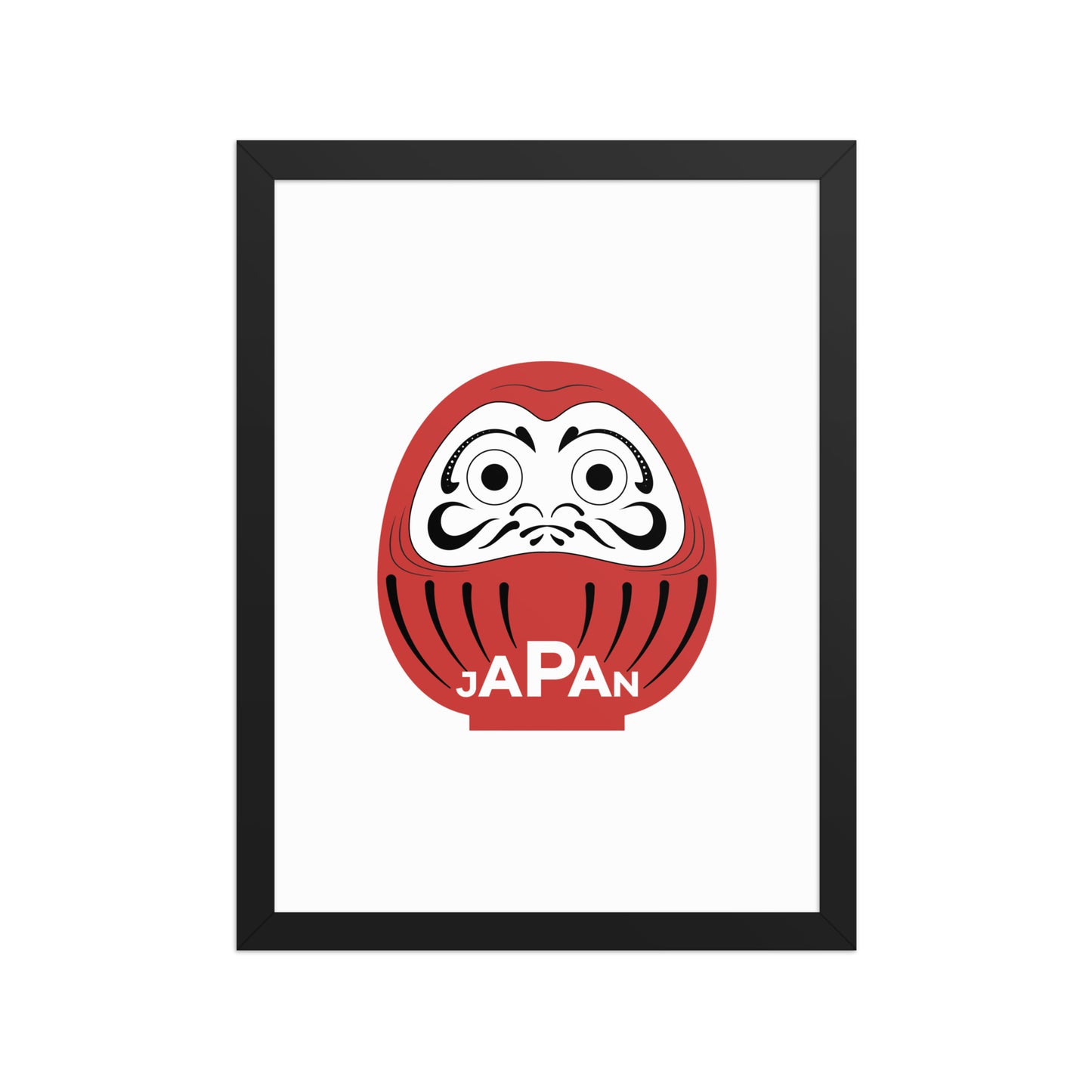 Small 12x16 Japan-Daruma Lucky Charm framed poster, red and white art by Aymar Quiris Studio.