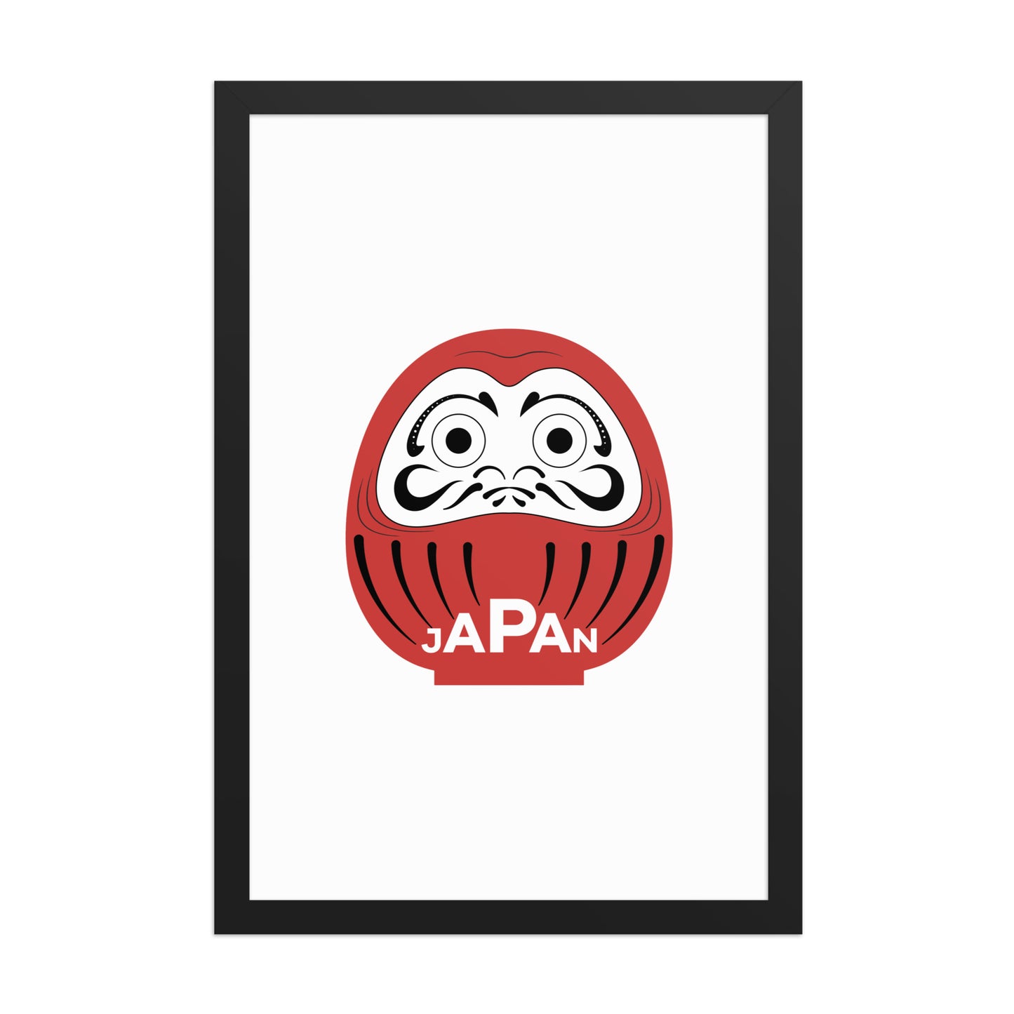 12x18 Japan-Daruma Lucky Charm framed poster, red and white art by Aymar Quiris Studio