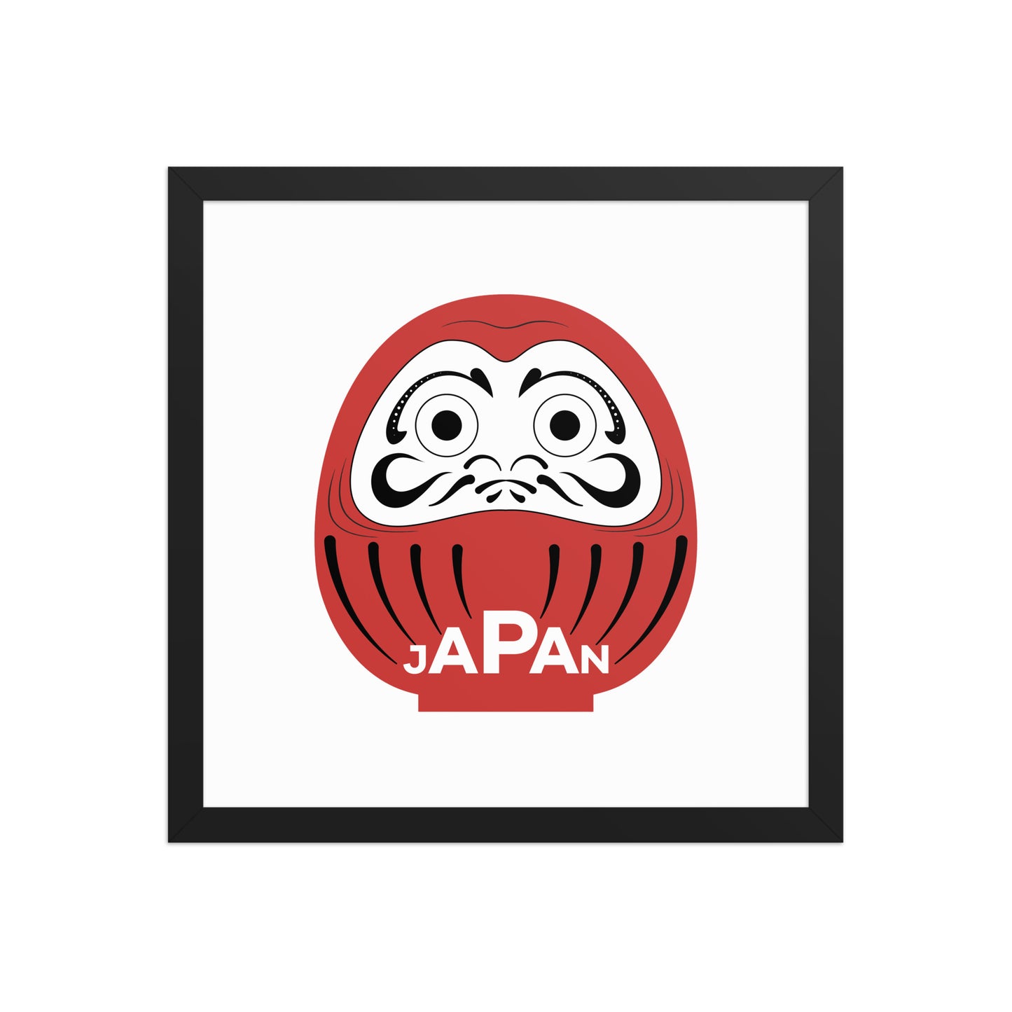 14x14 Japan-Daruma Lucky Charm framed poster, red and white art by Aymar Quiris Studio
