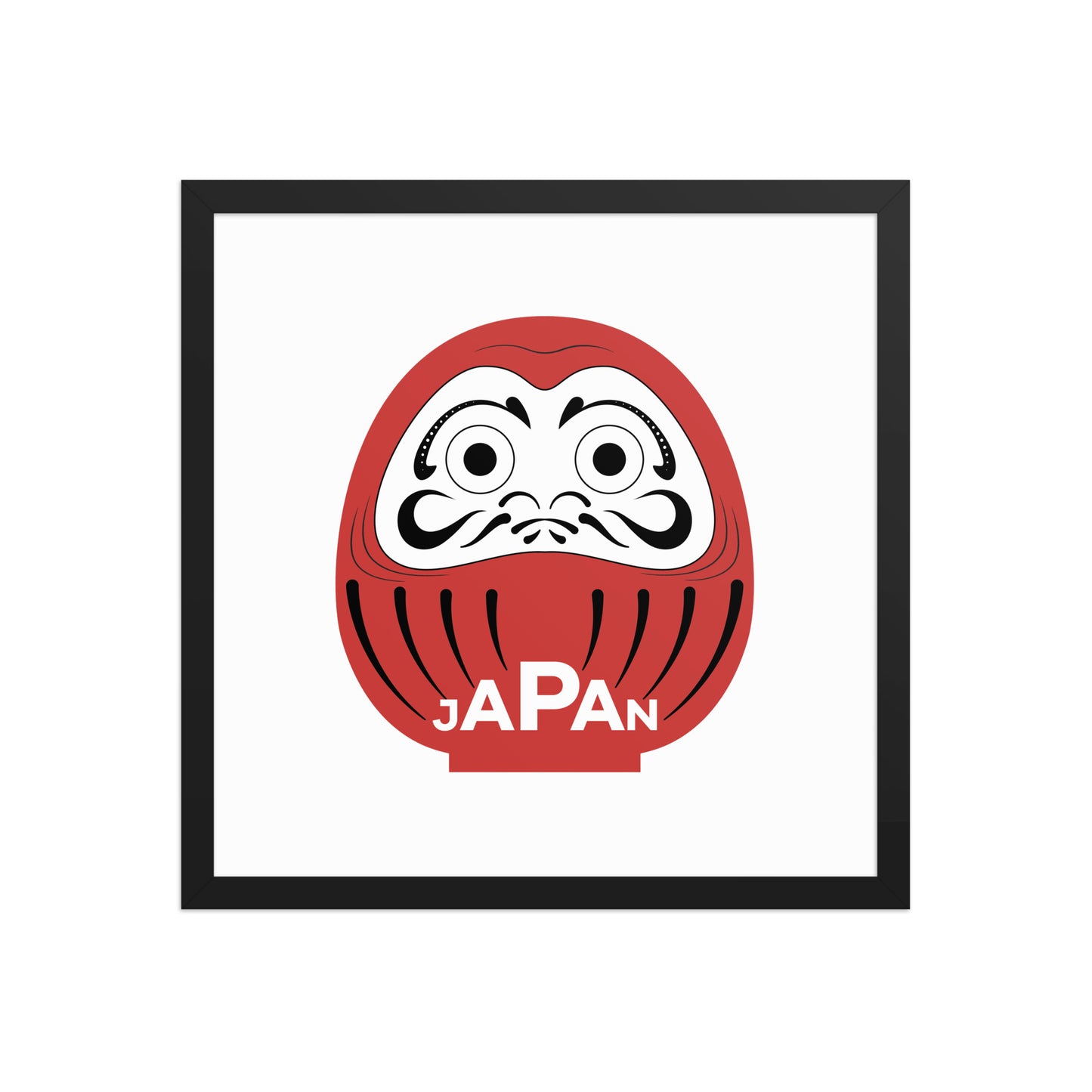 16x16 Japan-Daruma Lucky Charm framed poster, red and white art by Aymar Quiris Studio