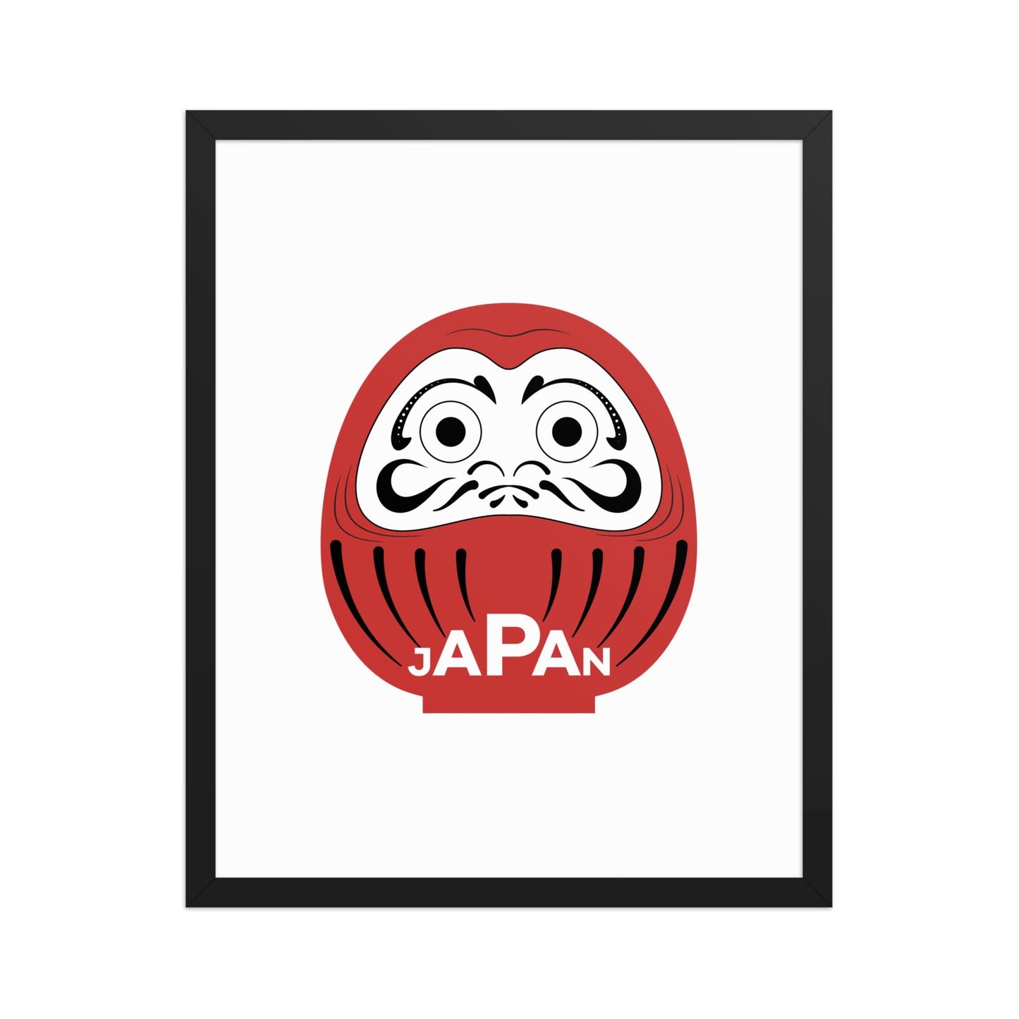 16x20 Japan-Daruma Lucky Charm framed poster, red and white art by Aymar Quiris Studio