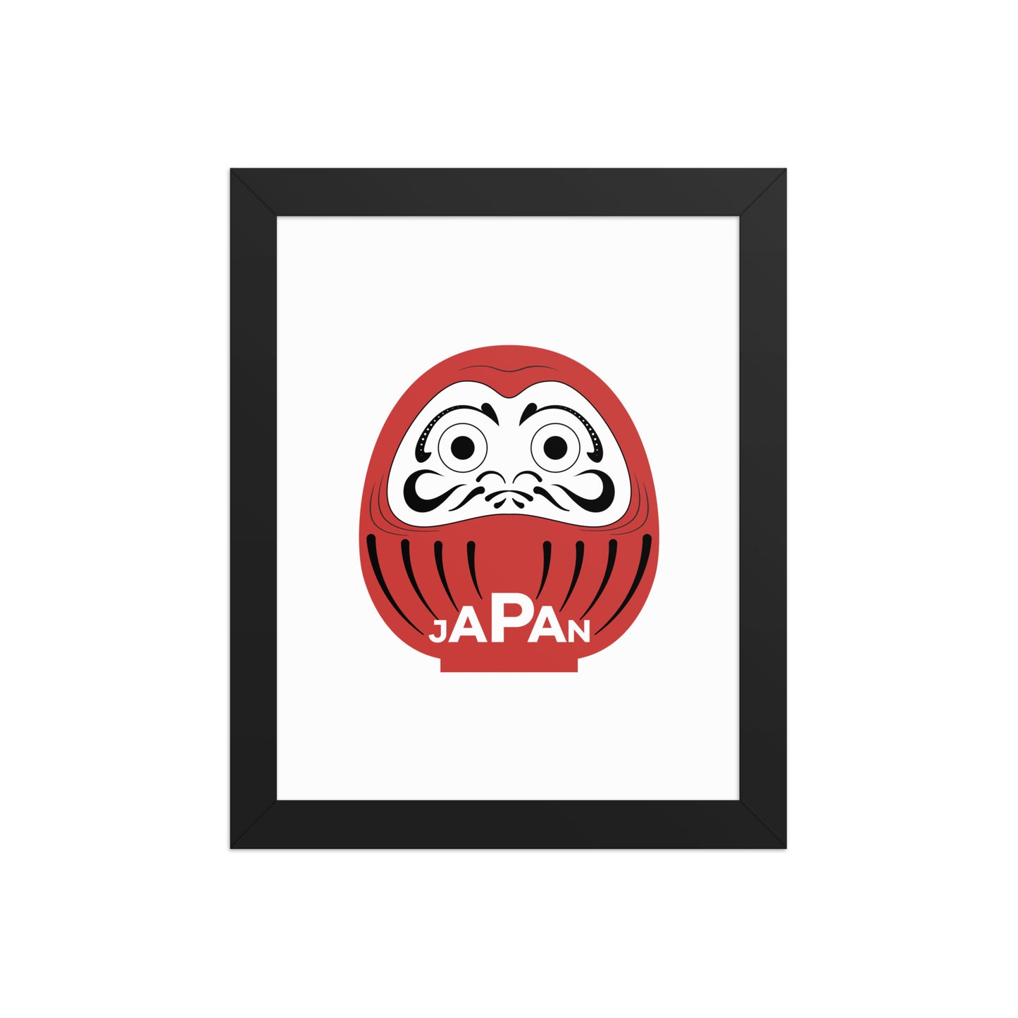 Aymar Quiris Studio white and red Daruma framed print, minimalist Japanese art poster, available in 8x10, 12x16, and large wall art sizes.