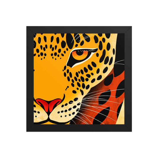 Close-up of leopard eyes in Africa-Leopard Gaze framed art print, 10x10 size by Aymar Quiris Studio