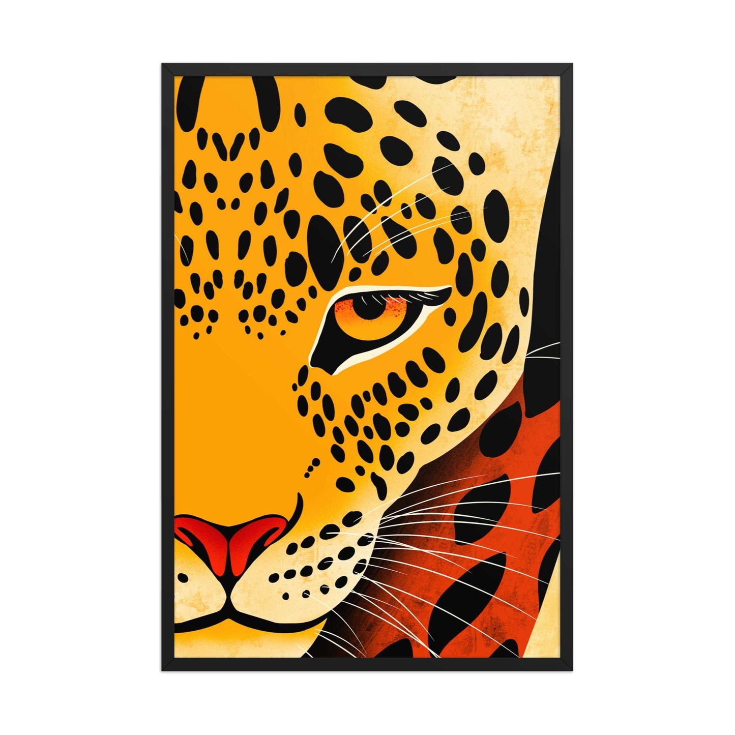 Large Africa-Leopard Gaze framed poster, 24x36 statement wall art by Aymar Quiris Studio