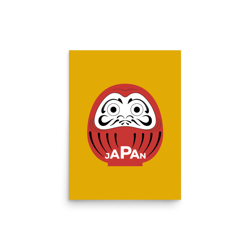 12x16 Japan-Daruma Lucky Charm poster, yellow and red art print by Aymar Quiris Studio.