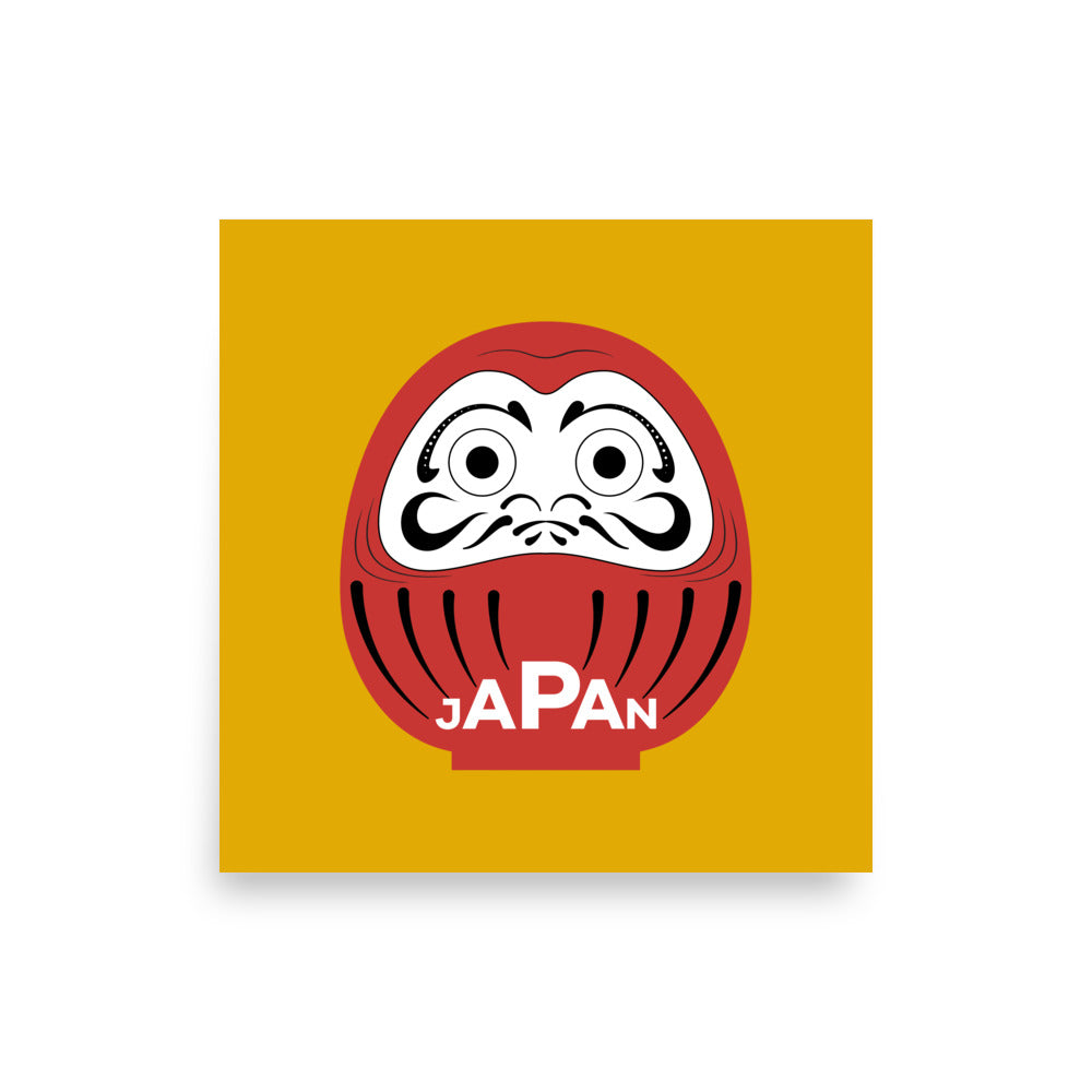16x16 Japan-Daruma Lucky Charm poster, yellow and red  art print by Aymar Quiris Studio