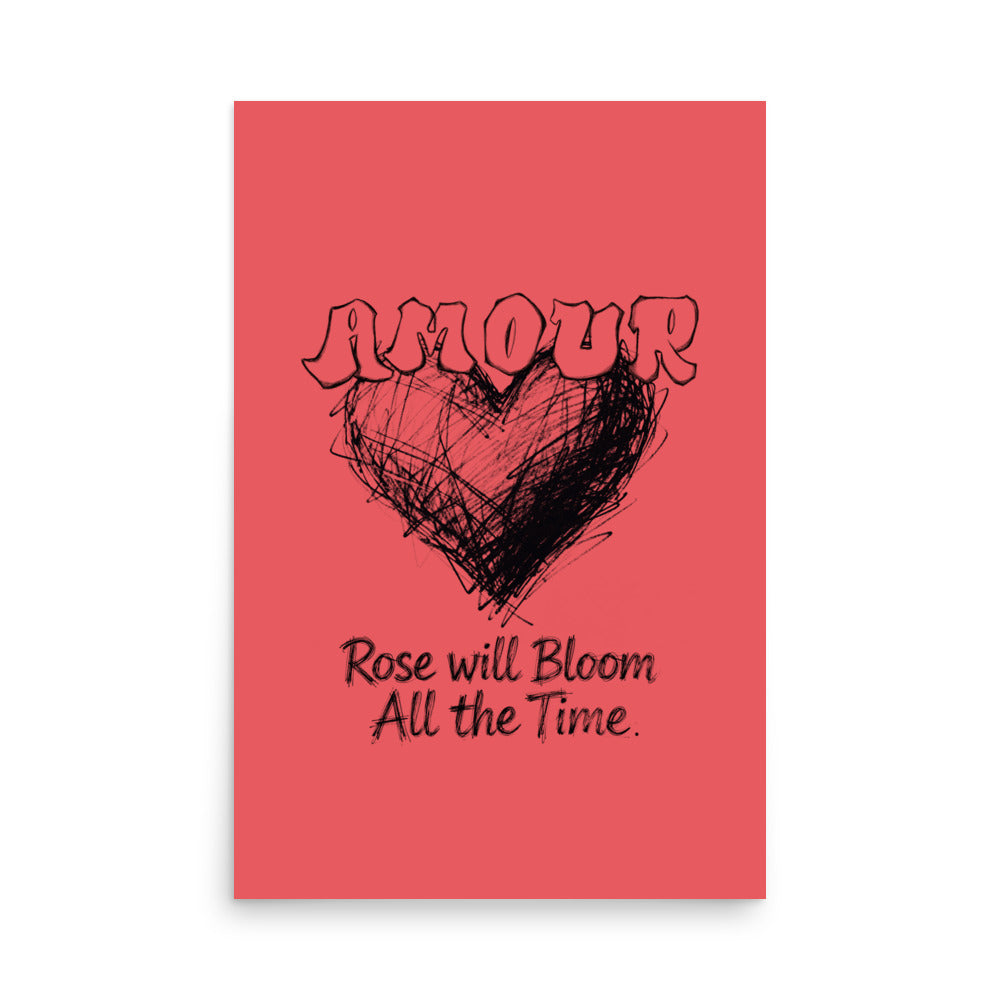 Large Amour typography wall art, 24x36 statement poster by Aymar Quiris Studio.