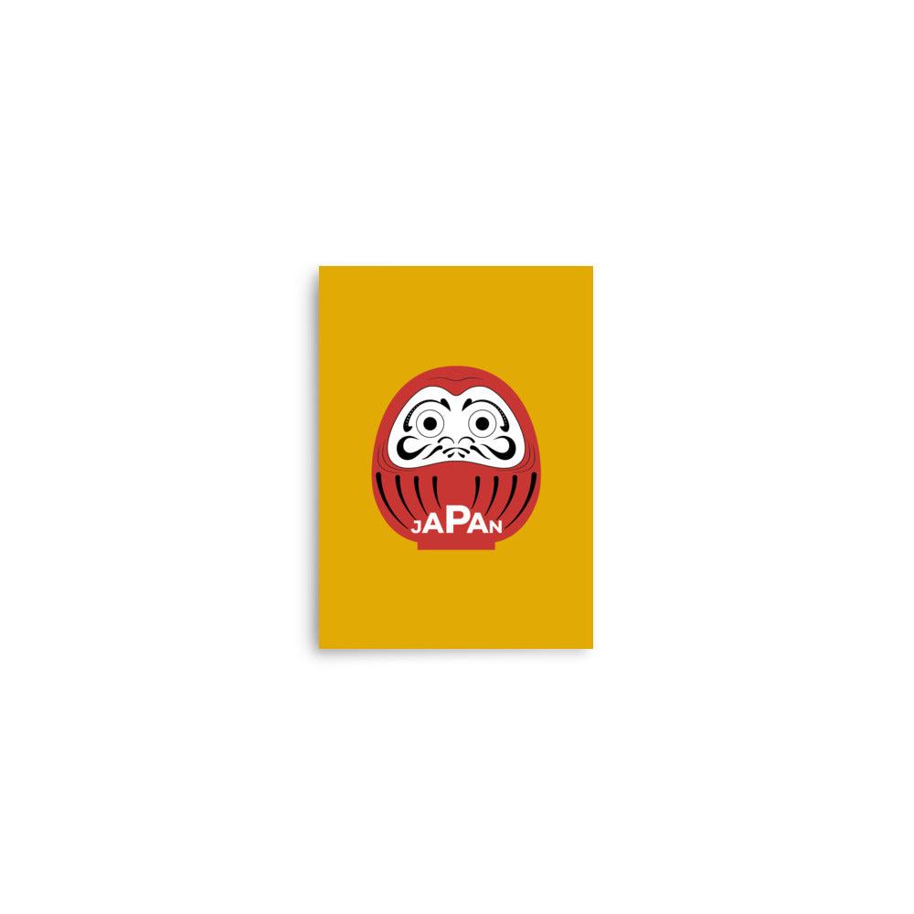 5x7 Japan-Daruma Lucky Charm poster, yellow and red mini art print by Aymar Quiris Studio.