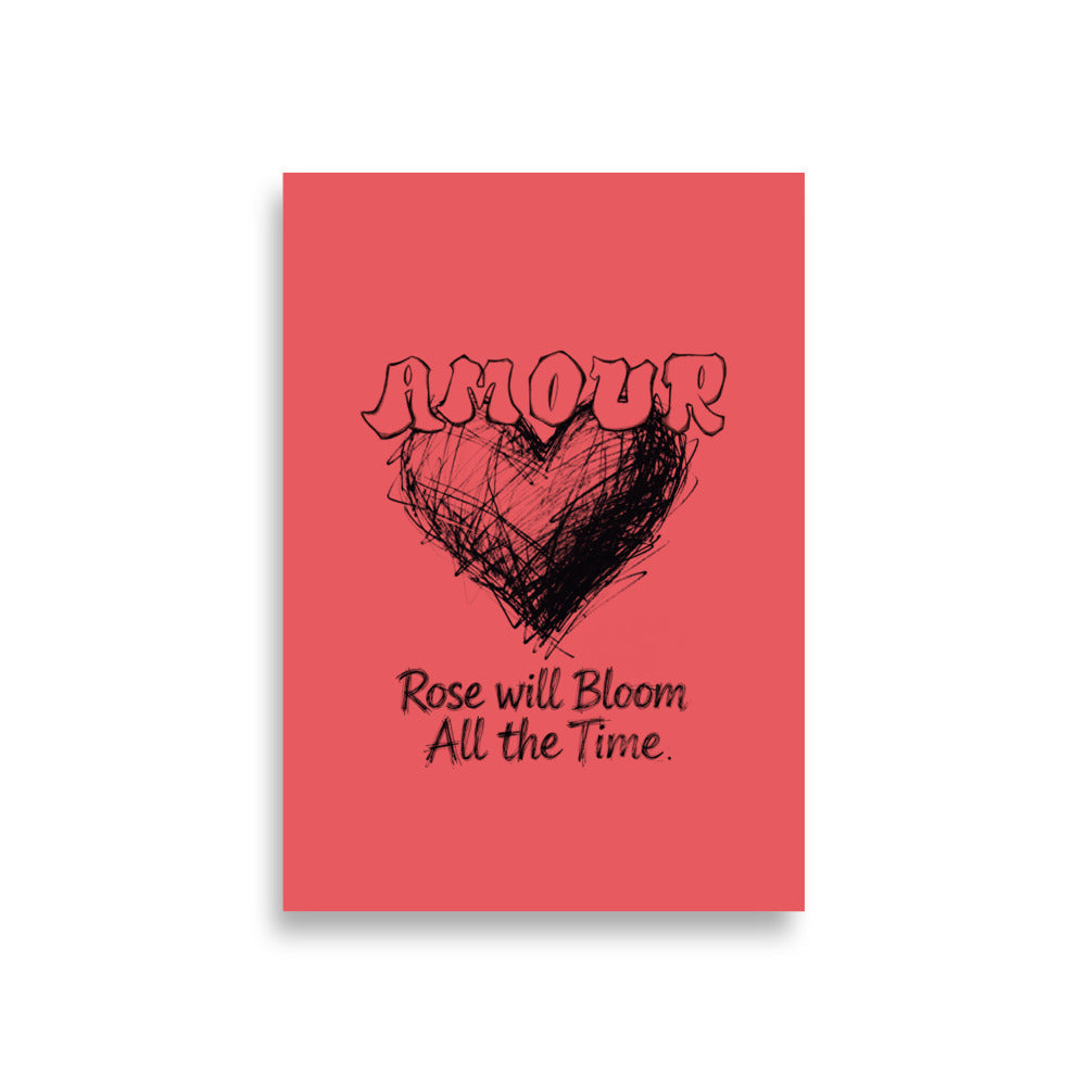Large Amour typography wall art, 22.3x33.1 statement poster by Aymar Quiris Studio.