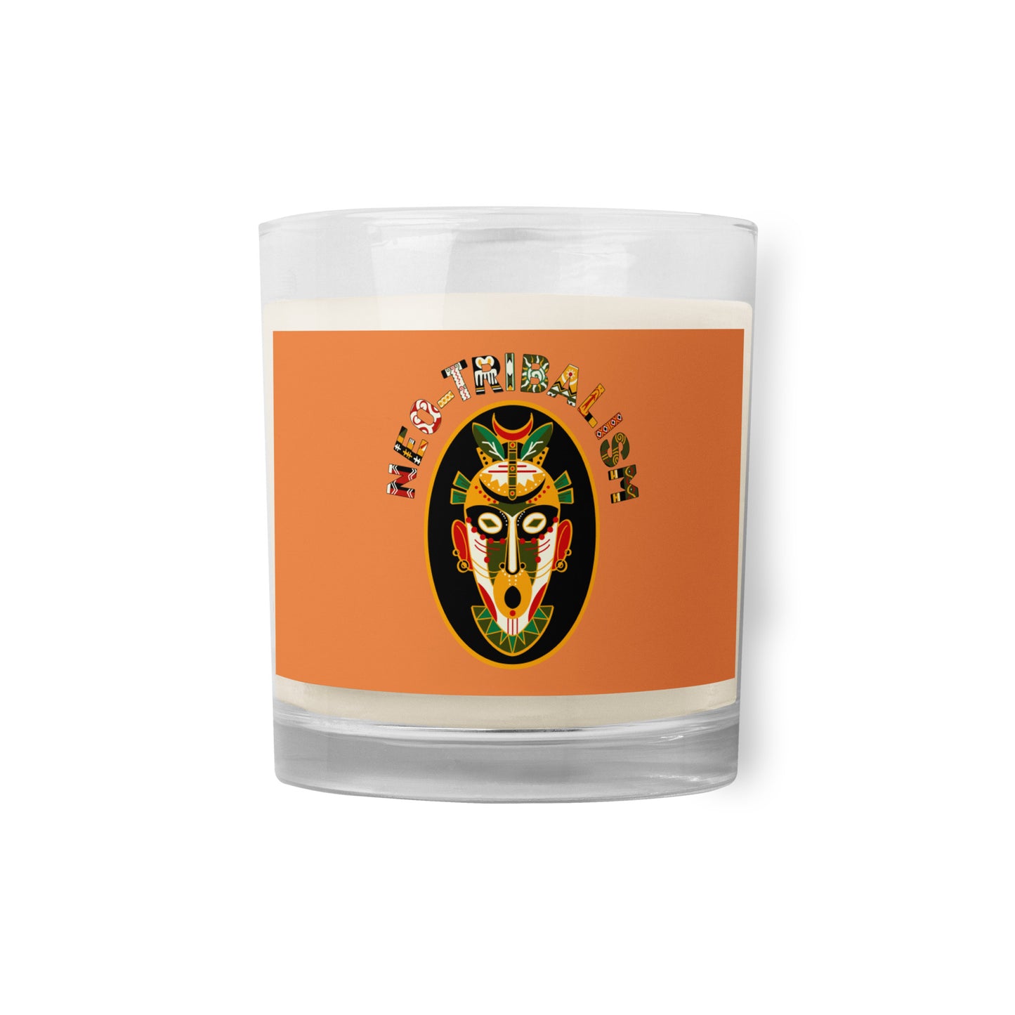 Africa-Neo Tribal Mask unscented candle by Aymar Quiris Studio, sculptural ethnic mask decorative candle, unique tribal art pillar candle for home decor.