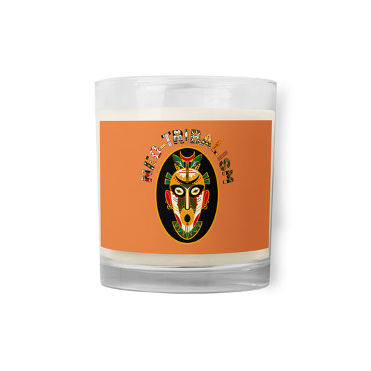 Africa-Neo Tribal Mask unscented candle by Aymar Quiris Studio, sculptural ethnic mask decorative candle, unique tribal art pillar candle for home decor.