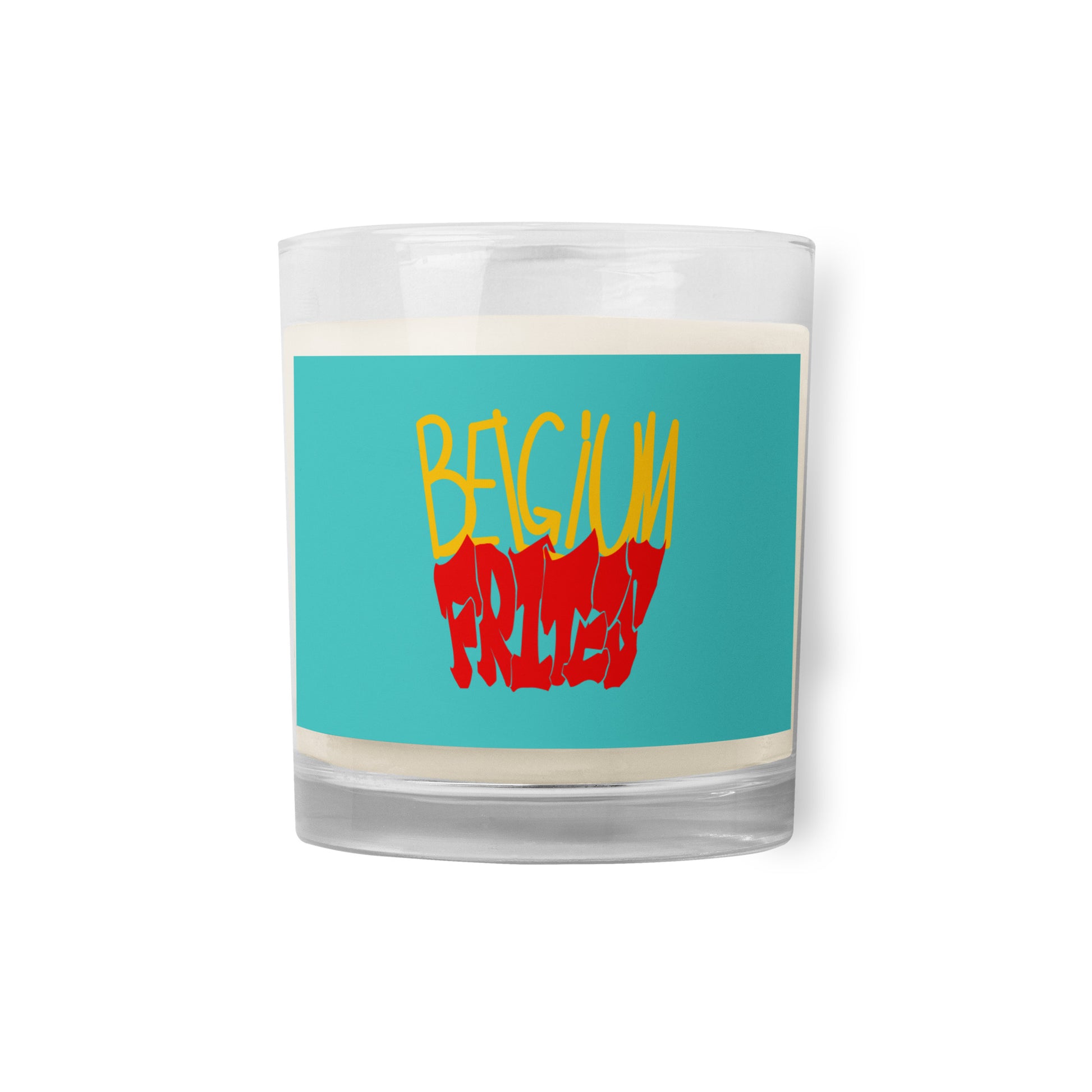 Frites unscented candle by Aymar Quiris Studio, red and green eco-friendly white wax candle, unique French fries shaped decorative candle.