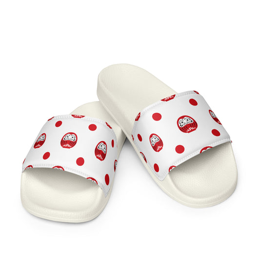Japan-Daruma Lucky Charm slippers by Aymar Quiris Studio, Japanese Daruma doll house shoes, red&white indoor slippers.