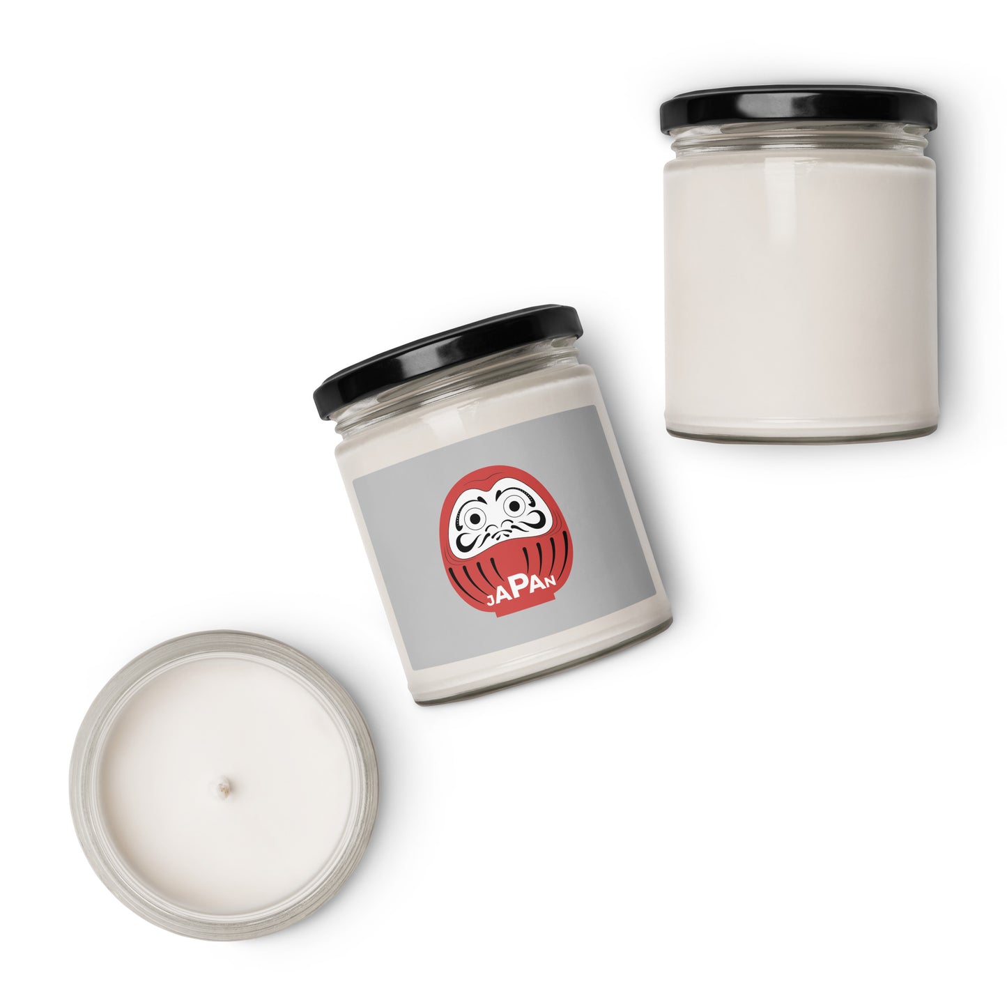 Japan-Daruma Lucky Charm white candle by Aymar Quiris Studio, unscented eco-friendly soy wax candle, Japanese Daruma doll shaped home decor.