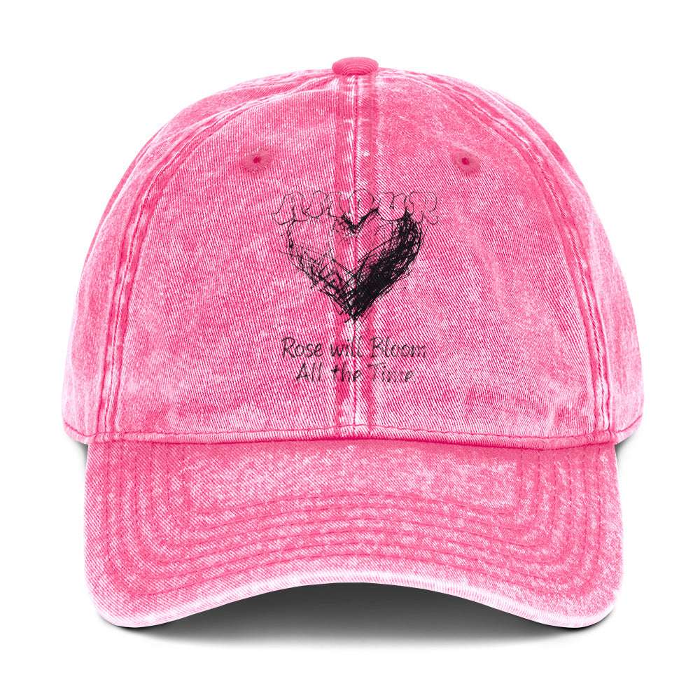 Front view of Amour magenta cap by Aymar Quiris Studio, vibrant hot pink vintage streetwear hat with Amour embroidery, unisex style.